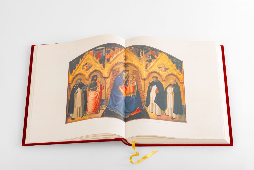Scheda tecnica del Messale del Beato Angelico, libro d’arte di editoria di pregio con medaglia commemorativa e rilegatura in pelle.